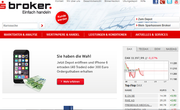 Das ist die Internet-Seite von sbroker